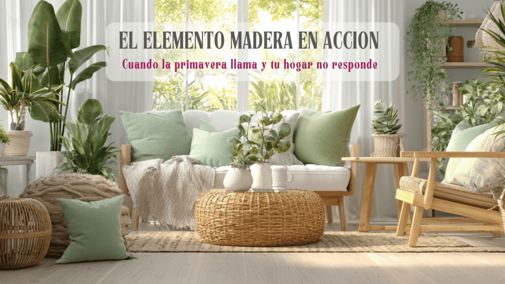 Salón Feng Shui con plantas en primavera